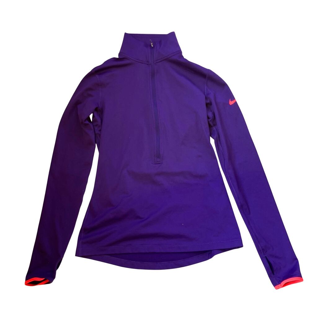 Nike Pro Dri-Fit 1/2 Zip Pullover Size M High Neck Purple Active